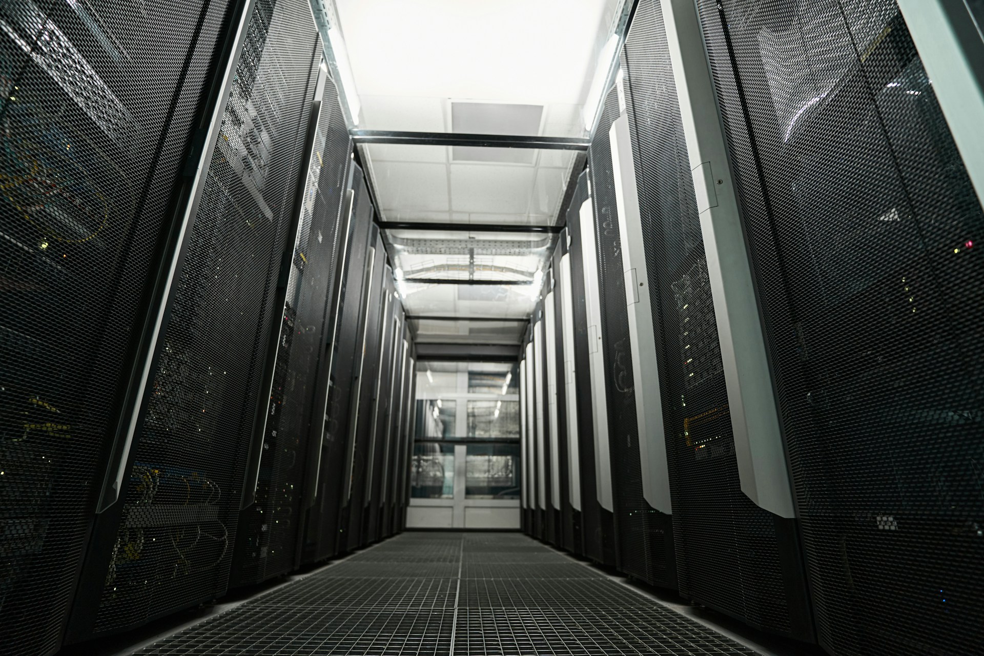 Rows of server equipment in a data centre